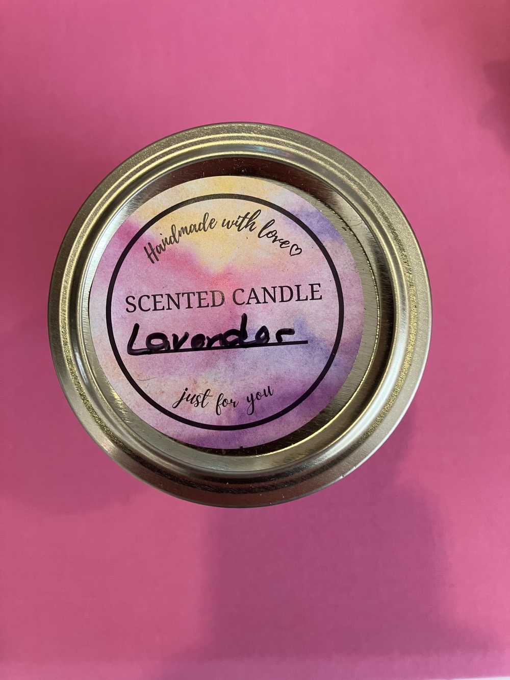 Lavender Scented Tin Candle — Pink Label